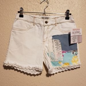 Jak & Peppar Embroidered Patchwork Shorts‎ Freyed Hem Size 14 Girls